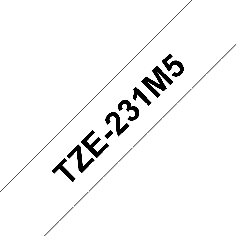 Alkuperäinen Brother TZe231M5-tarranauha 5 kpl monipakkauksena - musta teksti valkoisella pohjalla, 12 mm